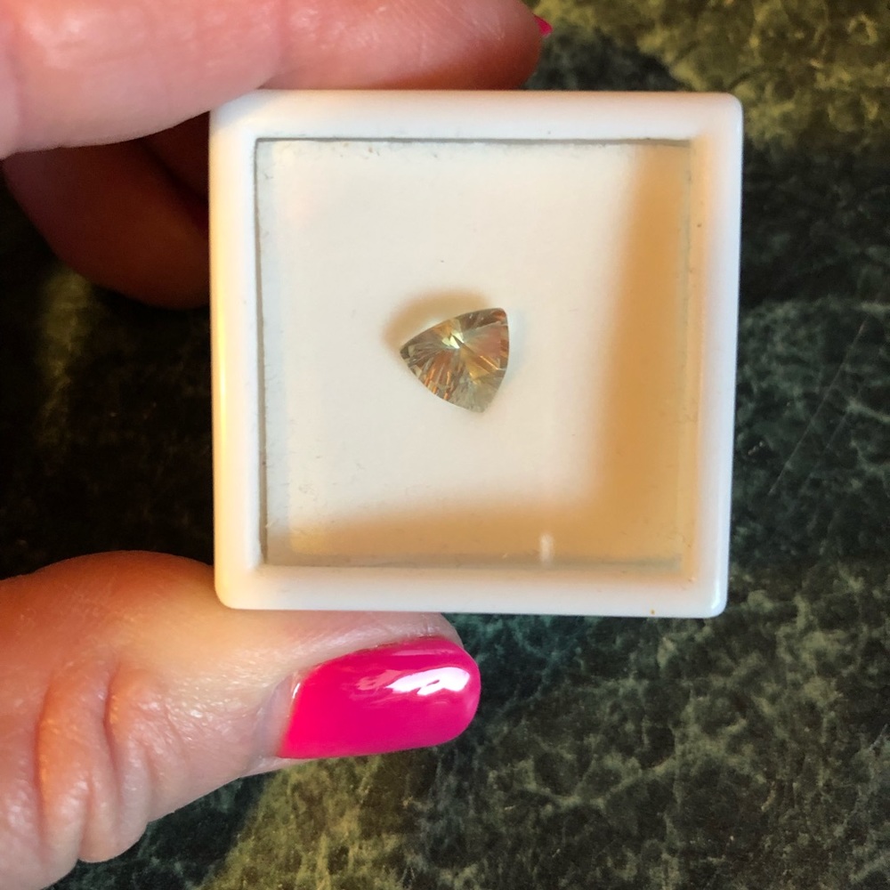 Genuine green amethyst trillion cut stone